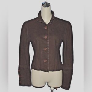 Reilly Olmes  Collection SZ S Small brown leather short moto jacket Shirt